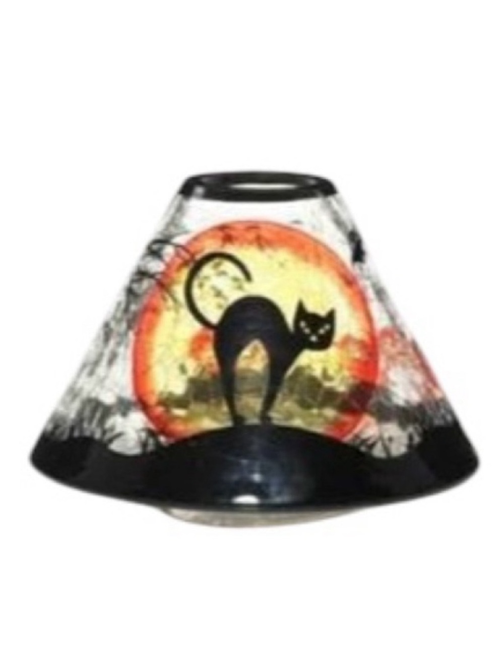 RARE Yankee Candle Halloween Black Cat Crackle Glass Large Jar Shade Retired VTG - Picture 3 of 16